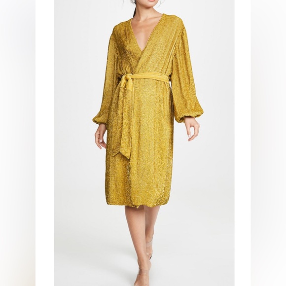 NWT RETROFETE Audrey Sequined Wrap Dress - Picture 3 of 13